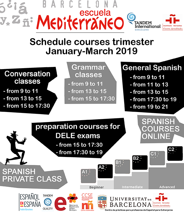 Schedule Spanish courses 2019