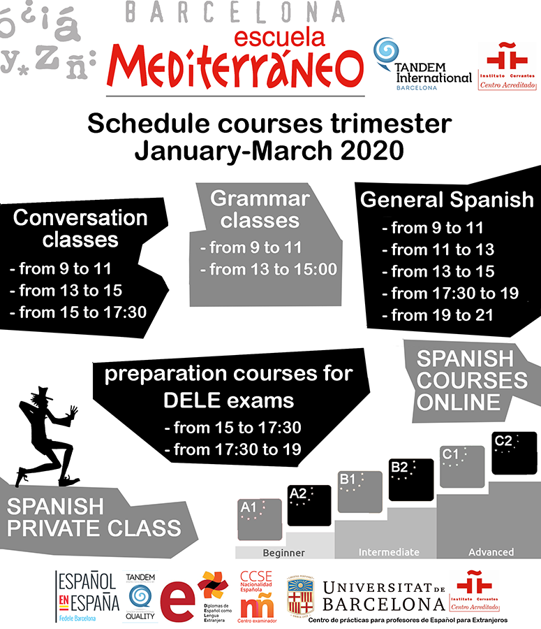 Spanish course schedule 2020