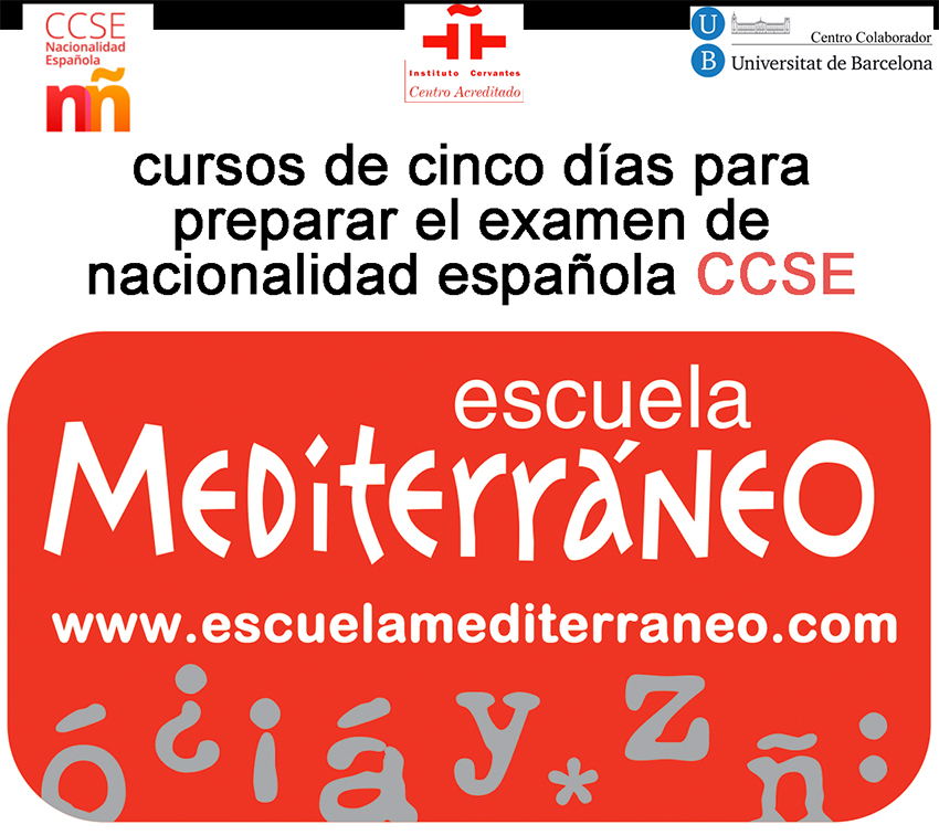 Escuela Mediterraneo Barcelona Spanish courses CCSE Examen Nacionalidad Española